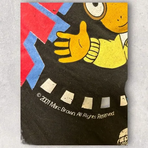 Vintage 2001 Arthur Women's Graphic T Shirt Black Fits Small Y2K - Picture 3 of 5